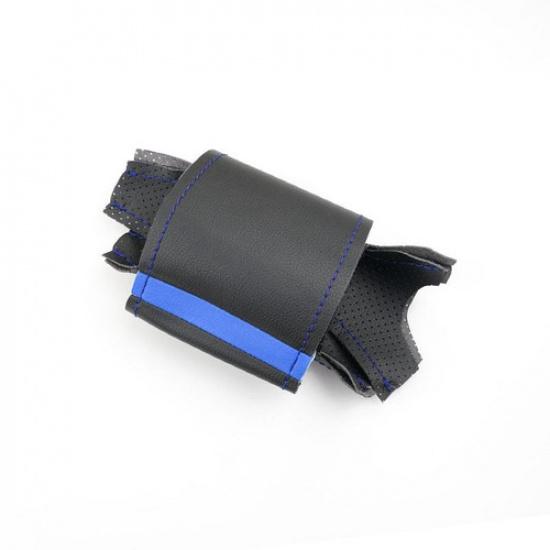 Blue-strip Steering Wheel Sewing Leather Cover Trim For Volvo XC90 2016-