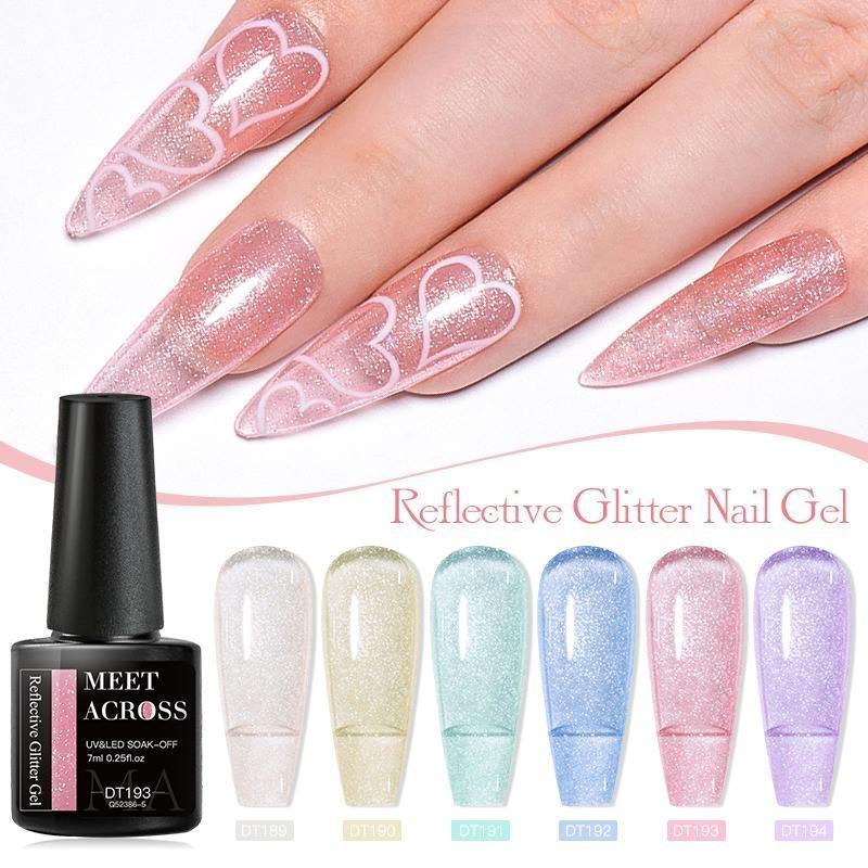 MEET ACROSS 7 мл Светоотражающий блестящий гель-лак для ногтей Летний яркий цвет Soak Off Полуперманентный дизайн ногтей УФ-светодиодный лак для ногтей