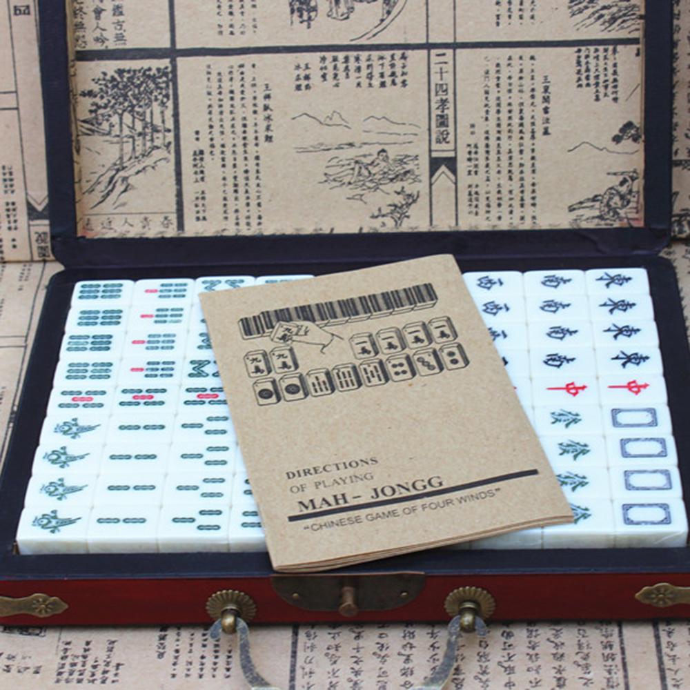 Chinese Numbered Mahjong Set 144 Tiles Mah-Jong Set Portable Chinese Toy With Box Fiber Board Mahjong Board Game For Fun Camping