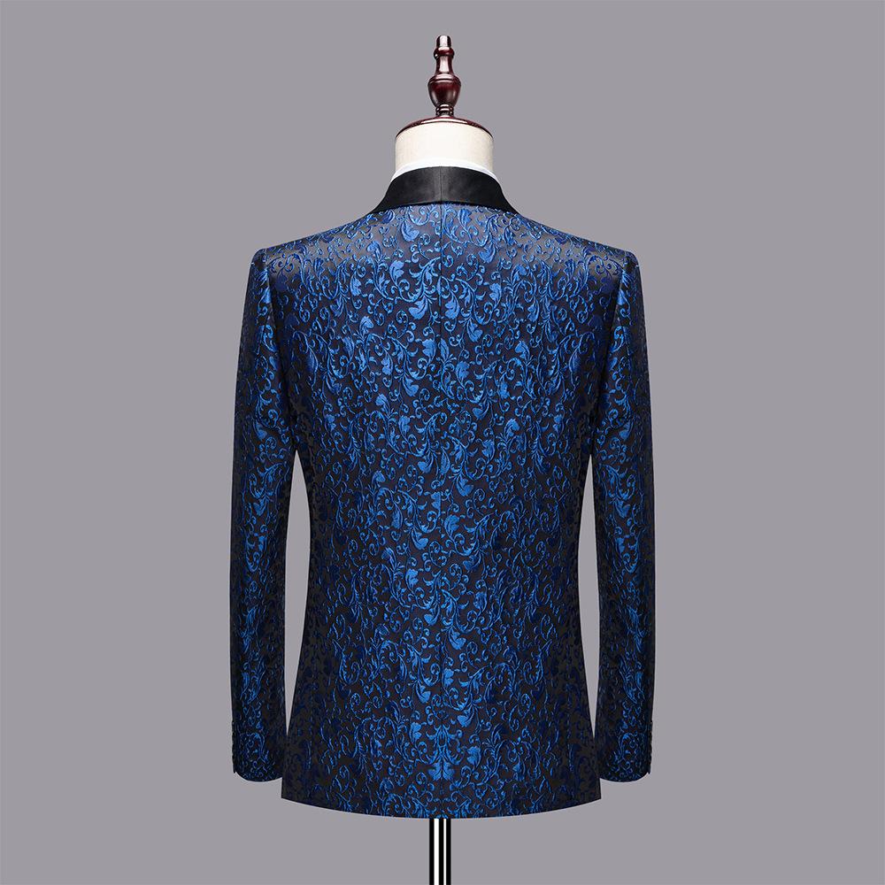 Мужские пиджаки жаккардовый костюм многоцветный тонкий выпускной свадебный сценический костюм