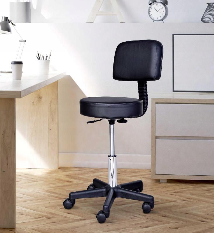 Stool with Backrest - Black