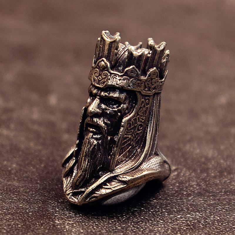 Корона Череп Король Скелет Голова Мужчины Скульптура Латунь Бусины для Ножа EDC На Открытом Воздухе DIY Плетеный Темляк Брелок Подвеска Аксессуар