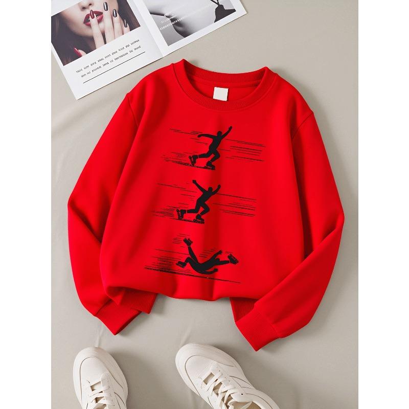 Европейские размеры Толстовки с круглым вырезом для детей с изображением роликобежцев в разных позах, идеально подходят для занятий спортом и повседневных прогулок, Мягкие и уютные