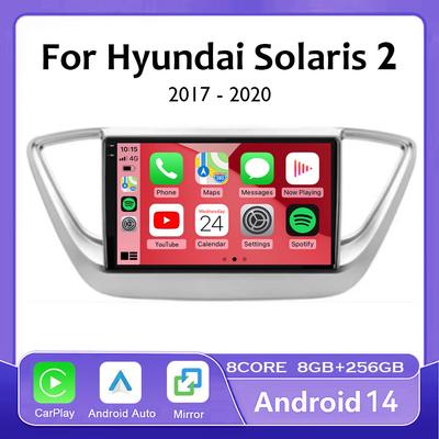 Android 14 автомобильное радио для Hyundai Solaris 2 Verna Accent 2017 2018 2019 2020 мультимедийный стереоплеер навигация GPS головное устройство BT