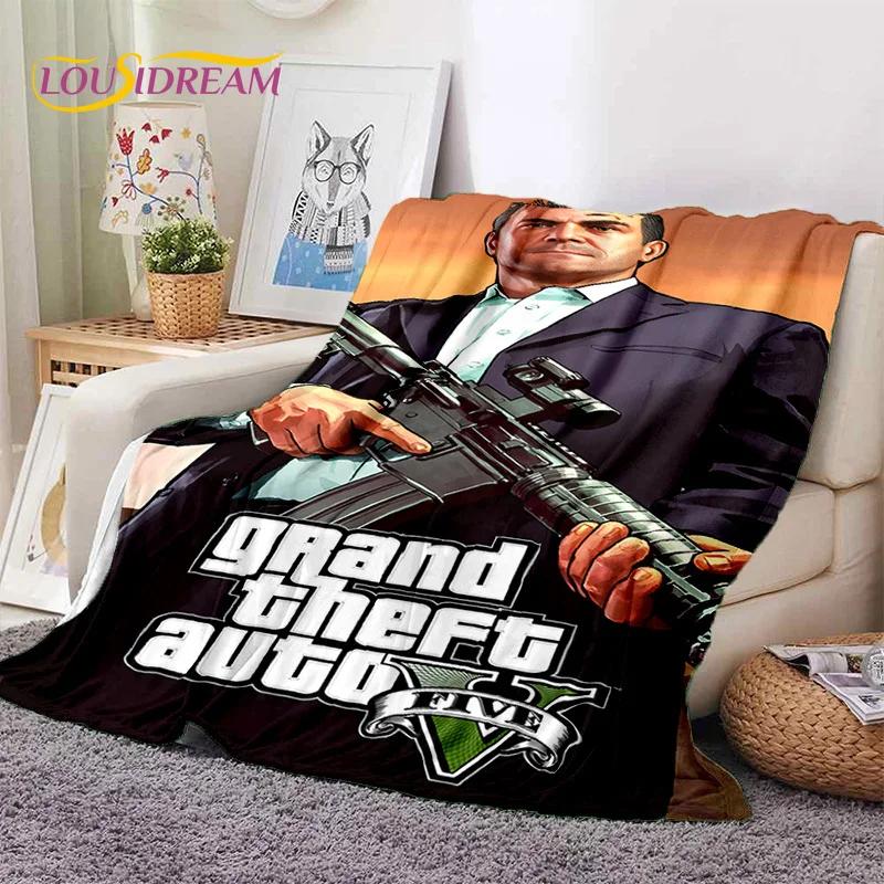 Игровой плед GTA Grand Theft Auto, Мягкий плед для геймеров, Согревающий плед, Удобный плед для пикника, кроватей, дивана, домашней спальни, Подарок