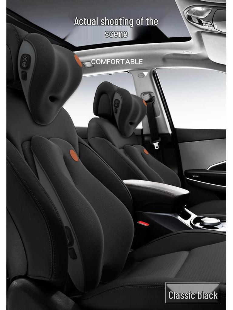 Электрический массажный валик из пены с эффектом памяти для поясничной поддержки в автомобиле и комплект подголовников