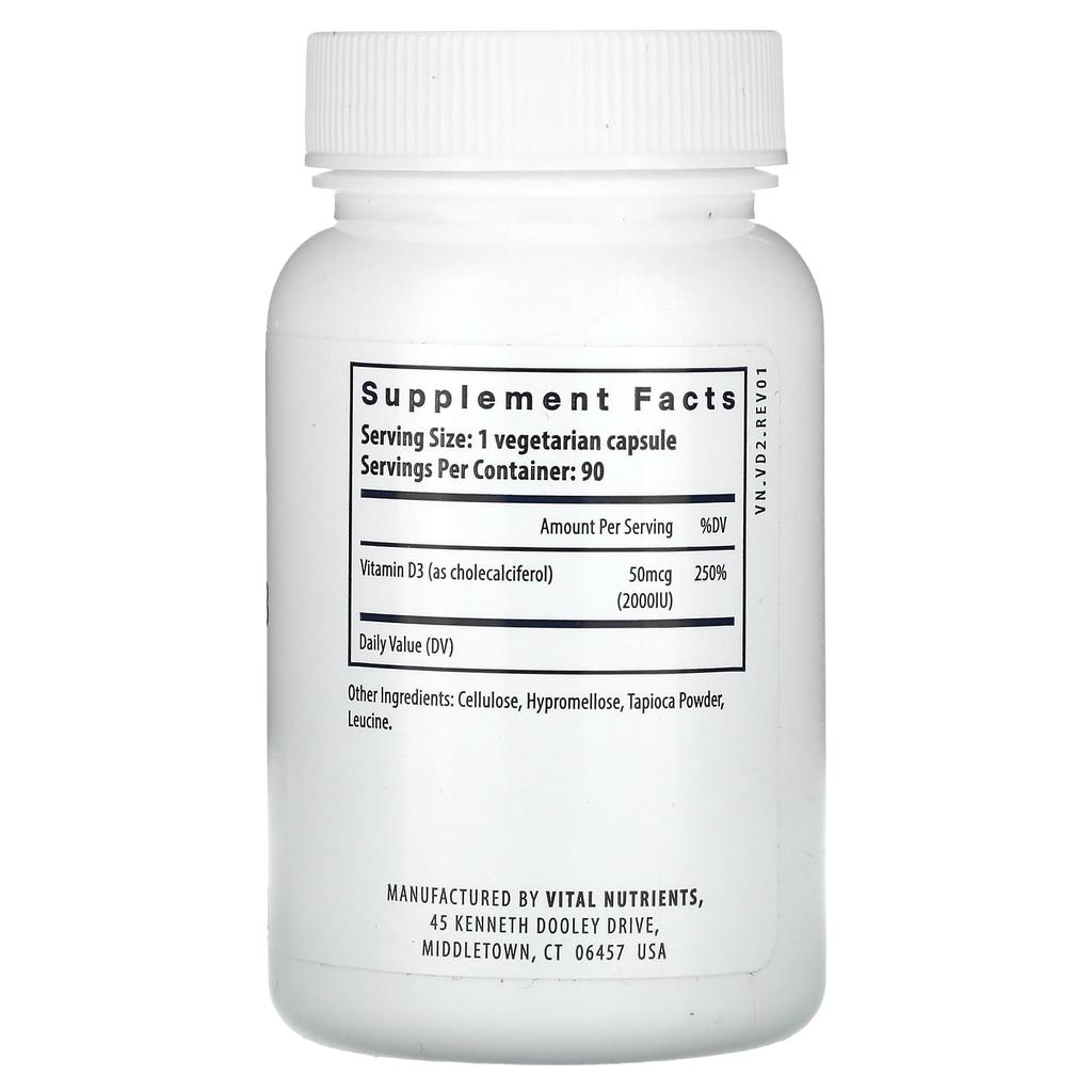 Vitamin D3, 2,000 Iu, 90 Veggie Capsules