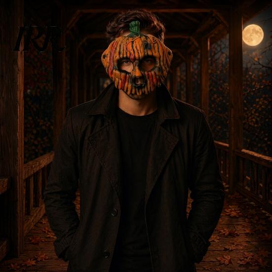 Three-dimensional Texture Masque Halloween Pumpkin for Adults, Creepy Scary Head Retro Distressed Full Face Masquerade Prop, Cosplay Costume