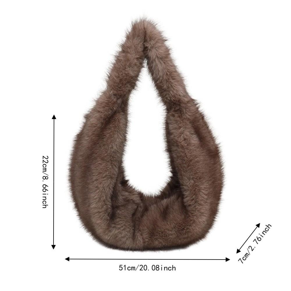 Soft Plush Faux Fur Crescent Hobo Bag Fluffy Handbag New Trends Underarm Shoulder Bag For Women