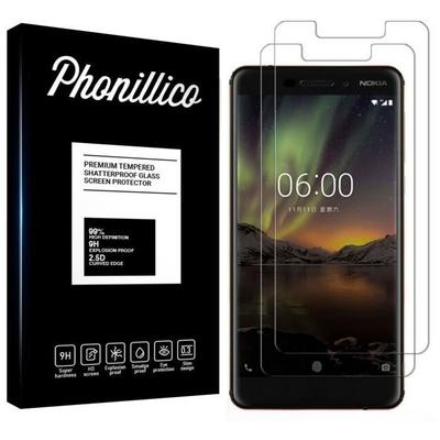 Пленка Защитное Стекло для Экрана - Phonillico® - NOKIA 6.1 2018 - Упаковка из 2 штук - Закаленное Стекло - Устойчивое к царапинам