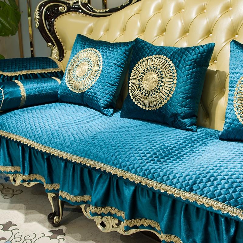 European Luxury Quilting Sofa Cover Living Room Anti-slip Plain Sofa Cushion Armrest Towel Home Furniture Protection Couch Cover