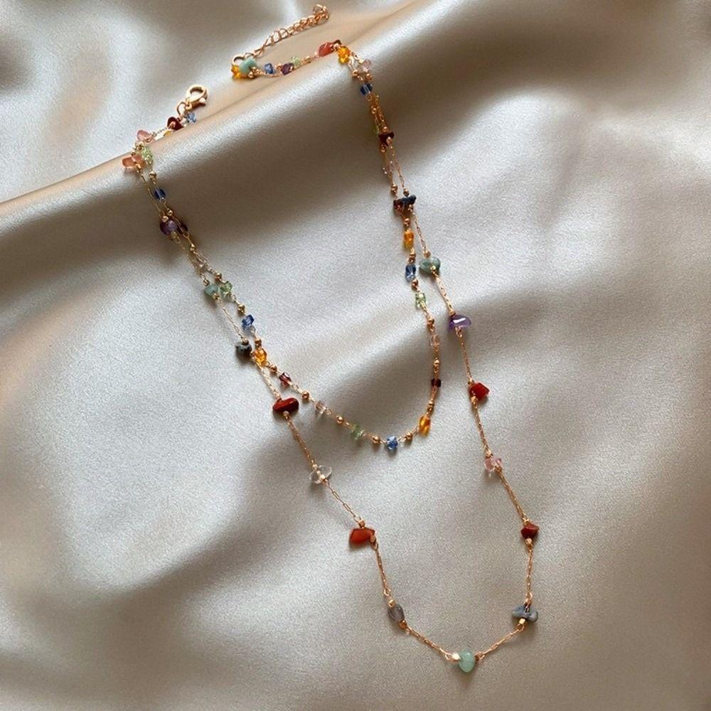 Simple Crystal Crystal Clavicle Chain Colored Stone Choker Necklaces Jewelry Gift
