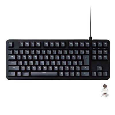 Elecom Игровая клавиатура All Key Japanese, прочная, коричнево-черная, проводная, механическая, с функцией Rollover, раскладка, без цифрового блока, переключатель, тактильная, ось,