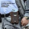 Genuine Leather Phone Case for Men Cellphone Loop Holster Case Belt Hook Bum Bag Waist Bag for 5.4"/6.1"/6.7" Phone