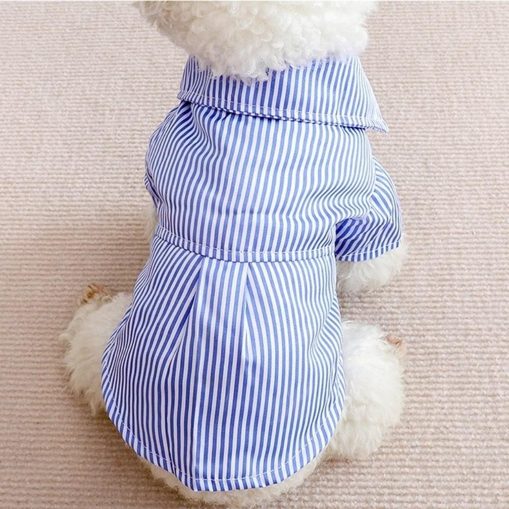 with Bow Tie Dog Striped Shirts Thin Fabric Pet T-shirt Casual Puppy Short Shirt Summer Wear