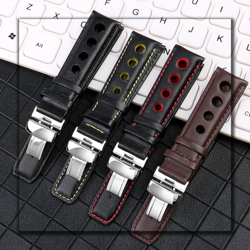 Ремешок из натуральной кожи для часов Tissot 1853 Sports Racing Series PRS516 T91 T044. Мягкий ремешок из коровьей кожи, ширина 20 мм, складная застежка.