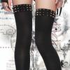 Fashionable Punk Elastic Black Knee High Spike Rivet Decoration Border Subculture Y2K Streetwear Knee High Socks Long Tube Socks