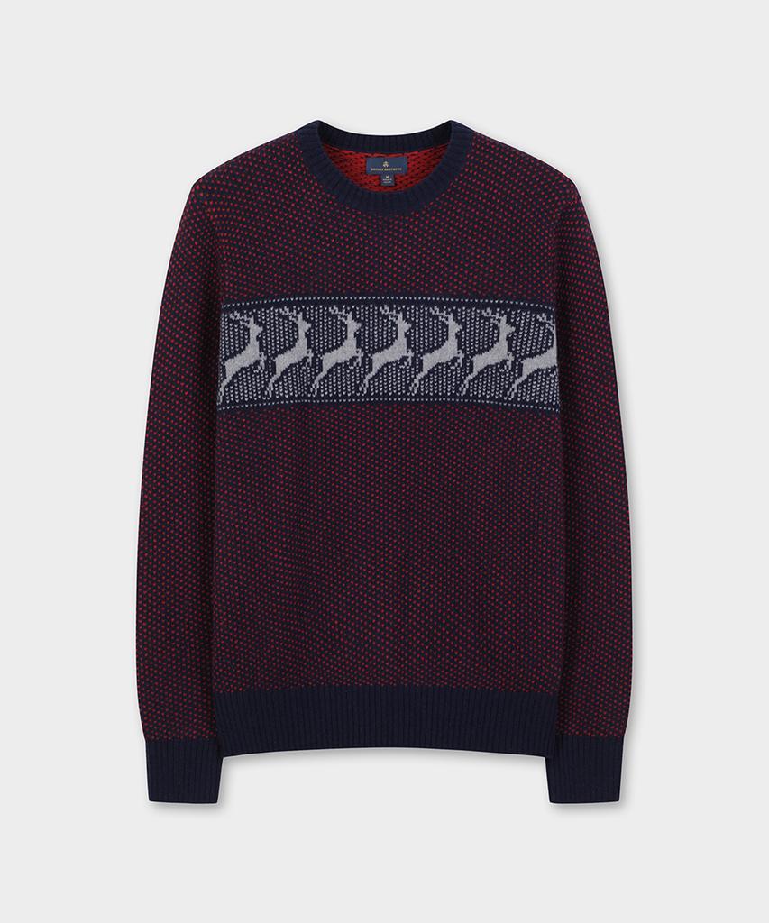 BROOKS BROTHERS Dear Chest Stripe Sweater (Burgundy) (Bbwrmf4555Eew)