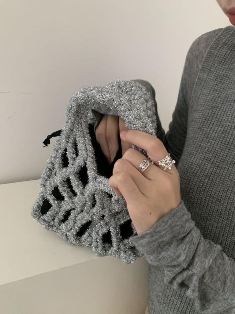 Новая выдолбленная вручную квадратная сумка из хлопчатобумажной нити, связанная крючком из золотой проволоки, модная повседневная универсальная сумка для рыболовной сети