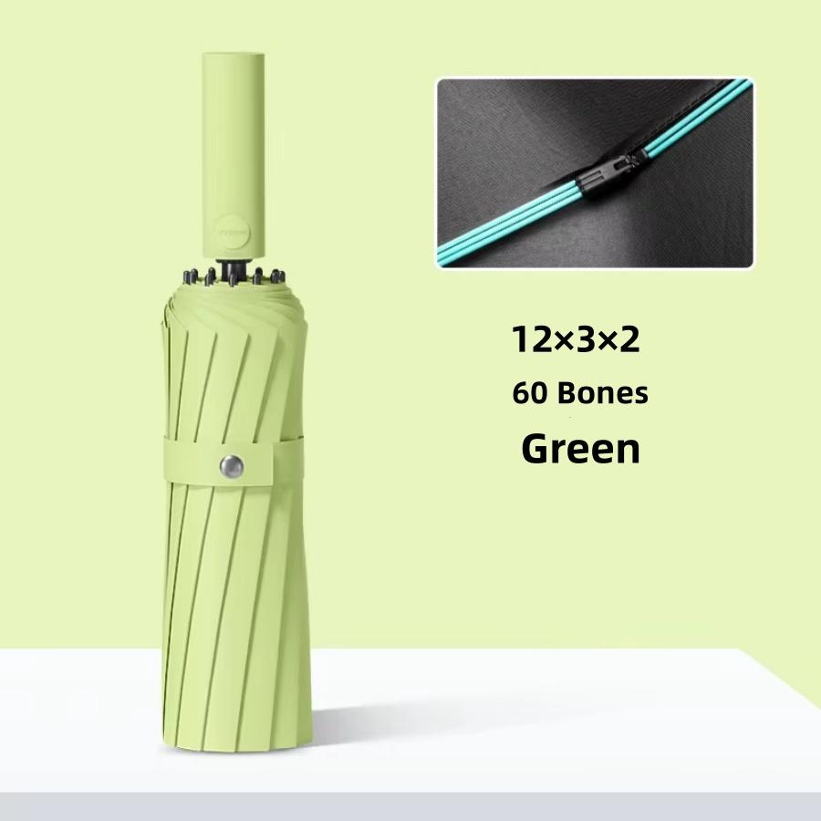 Ветрозащитный дорожный зонт от дождя с 60 спицами - Легкий, прочный, компактный с простой кнопкой автоматического открытия/закрытия 1 шт.