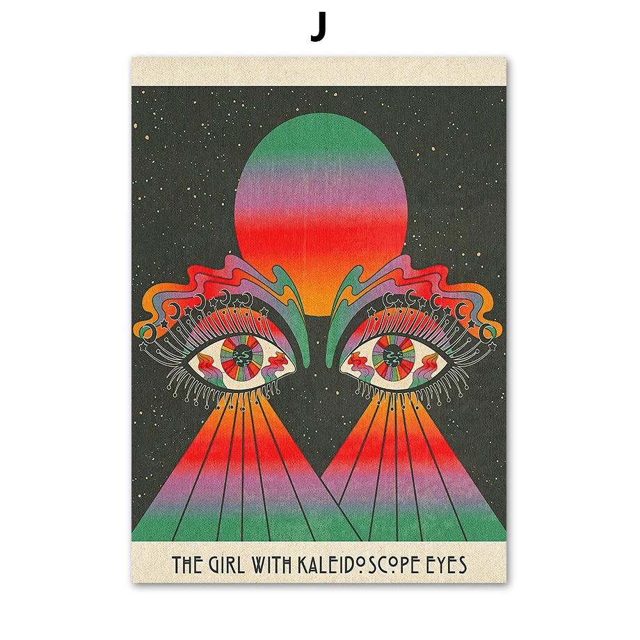 Психоделический глаз гриб рок-группа ретро бохо настенное искусство скандинавские постеры картины на холсте принты настенные картины для декора гостиной