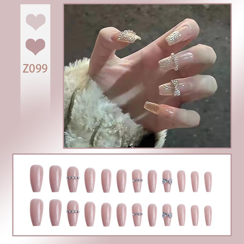 24 шт. носимые ногти поп-блестки Aurora Butterfly Blush накладные ногти для дизайна ногтей с набором для установки