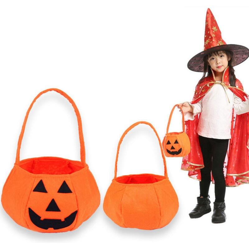 Halloween Pumpkin Bucket Portable Candy Basket Trick or Treat Kids Gift Packaging Halloween Party Decor Supplies