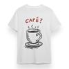 Women's Oversize T-shirt With Minimalist Coffee Graphic White 100% Cotton Tee