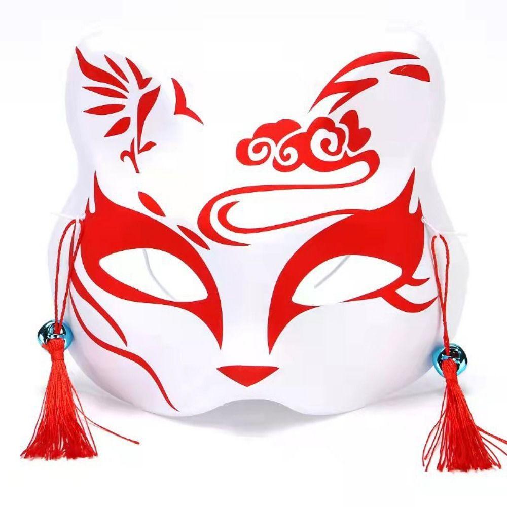 2Pcs Hand-Painted Party Props Japanese Anime Cosplay Accessories Portable Half Face Masks Festival