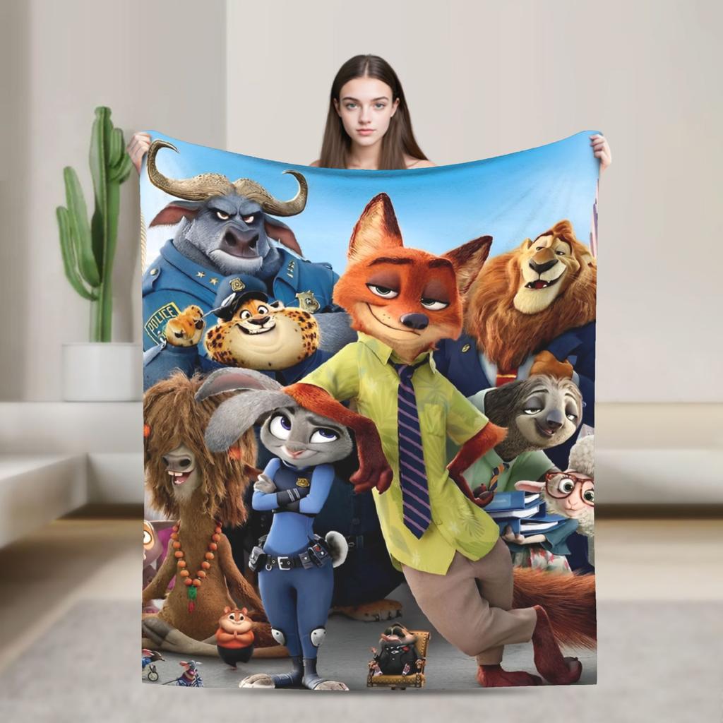 Anime Zootopia Cartoon Blanket Soft Warm Comfortable Plush Throw Blanket For Home Decor Travel Flannel Bedspread Bed Cover
