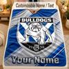 Flannel BlanketCanterbury-Bankstown Bulldogs Custom Name Text Personalized Soft Warm Throw Blanket Home Decor Gift