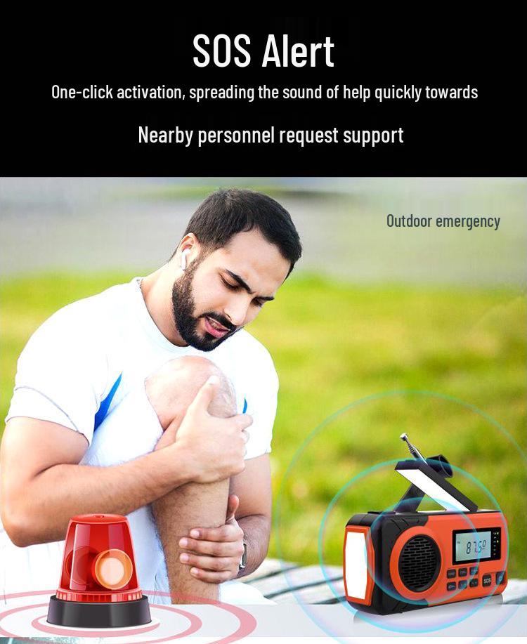 Уличное аварийное солнечное радио с ручным заводом и многофункциональный фонарик-пауэрбанк