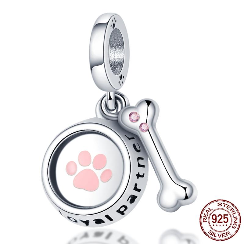 Charms Copper Copper Love Heart Dog Cat Paws Pendant Beads Fit Original Mula Bracelet Diy Jewelry For Women