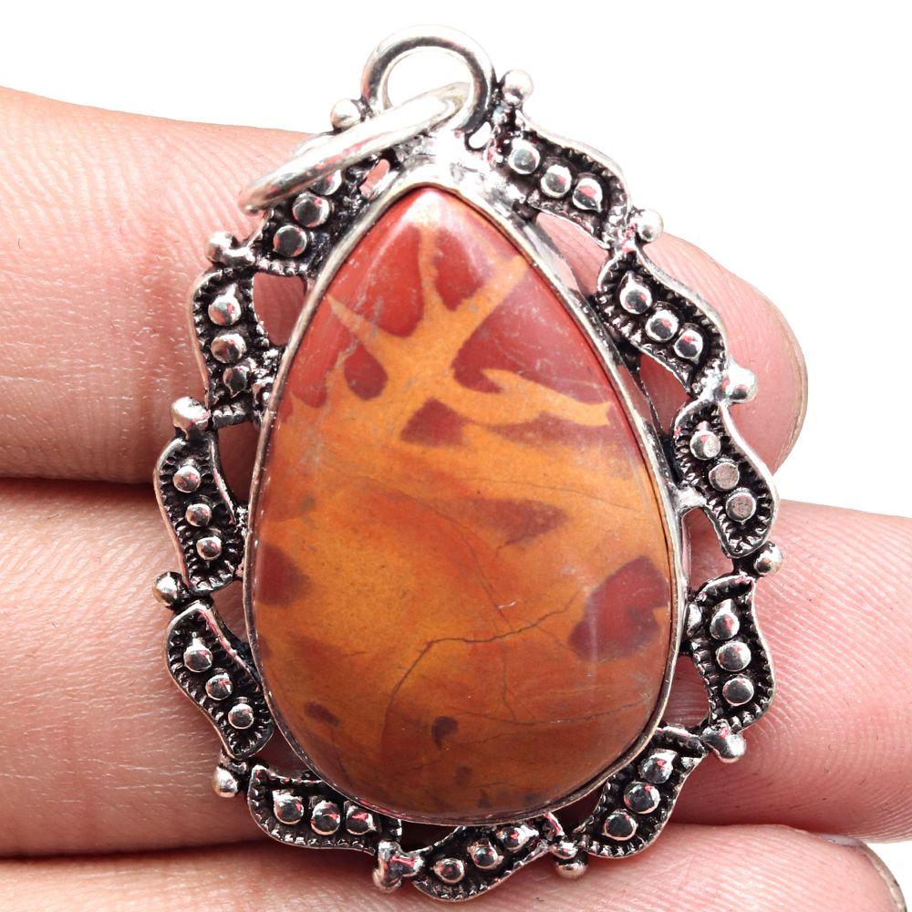 Pendant Wild Horse Jasper Gemstone Mother'Day Gift Silver Jewelry 1.75"