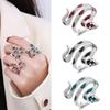 Red Green Black Drop Glaze Punk Snake Rings for Women Men Retro Silver Color Open Adjustable Finger Rings Fashion Female Jewelry