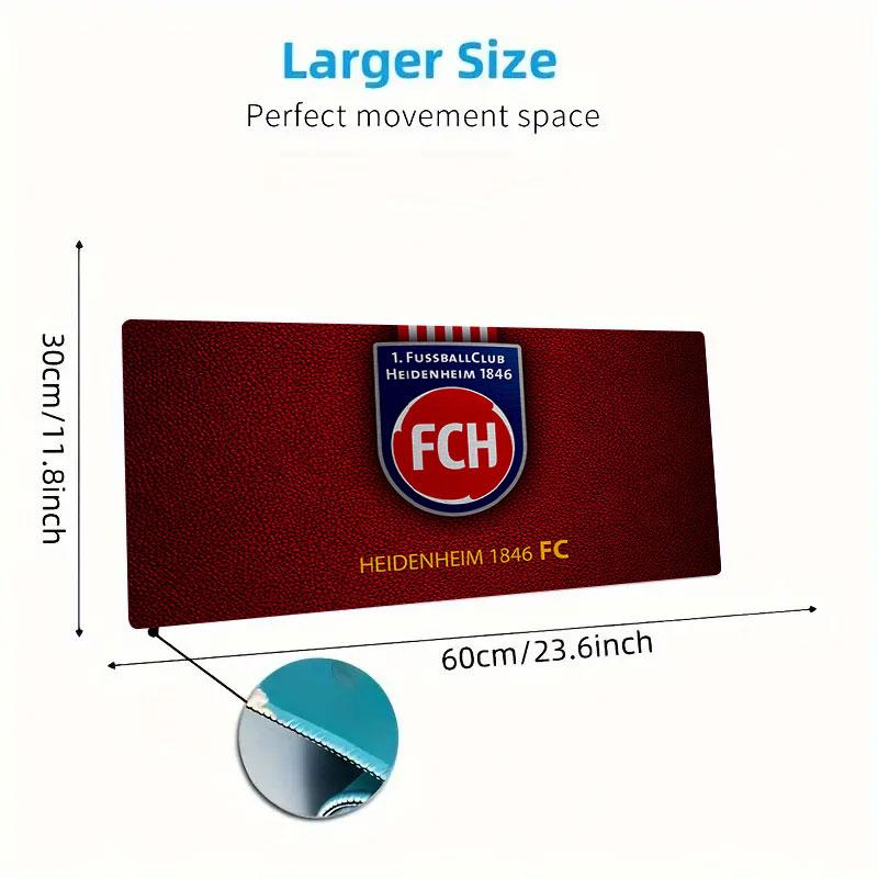 FC Heidenheim Mouse Pad, Large Gaming Desk Mat, Non-slip XXL Mousepad for Laptop & Tablet, Mini PC Playmat with Stitched Edges