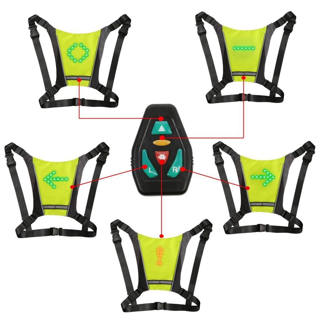 Wireless LED Turn Signal Cycling Vest with Remote Control