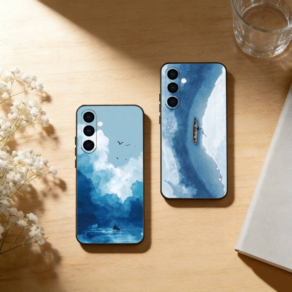 Морской чехол для телефона Samsung Galaxy A73, A72, A71, A70, A53, A52, A51, Мягкий силиконовый черный чехол