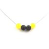 Stones and Minerals. Yellow Agate + Lava 8 Mm Pearl Necklace Stainless Steel Chain.