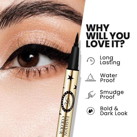 FASHION COLOUR HD Waterproof and Smudge Proof Sketch Eyeliner | Quick Drying Formula | Matte Finish | Eyeliner For Women | Felt Tip Applicator
