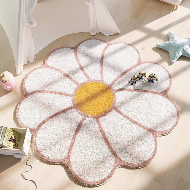 Ins Style Rug Round Imitation Cashmere Carpets Cute Girly Bedroom Carpet Cloakroom Lounge Mat Living Room Sofa Coffee Table Rug 