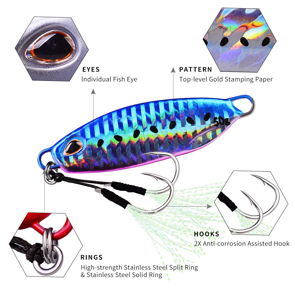 Brand 10-Color Sinking Hard Bait - Long-Casting Lead Fish Lure for Slow Jigging Fishing.