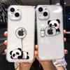 Креативный чехол для телефона с изображением панды для Iphone 11 12 13 Pro Max, прозрачный противоударный защитный чехол для объектива для Iphone X Xs Xr 7 8 Plus
