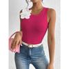 Women European Style 3d Flower Decoration Solid Sleeveless Crop Tank Top