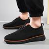 Knitted Casual Sports Shoes for Men Breathable Mesh Walking Shoes Retro Style Flats Elastic Jogging Shoes Big Size 39-48