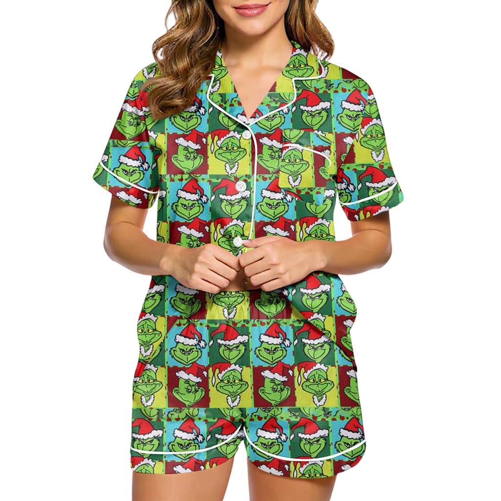 Женский модный домашний пижамный комплект Домашняя одежда Пижама с коротким рукавом Шорты Комплект из двух предметов