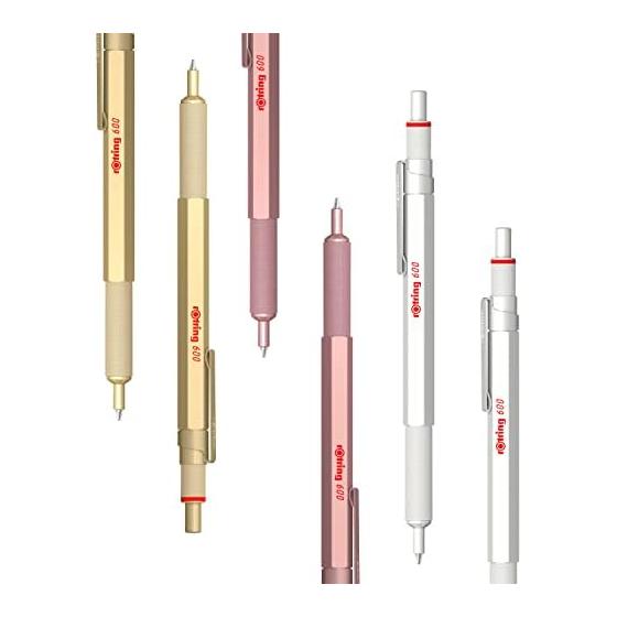 ROTRING 600 Шариковая ручка на масляной основе, Средний стержень, Нажимной механизм, Люксовый бренд, Золотой, 2183911, Оригинал Япония, Полностью металлический корпус, Сбалансированный вес, Стабильная