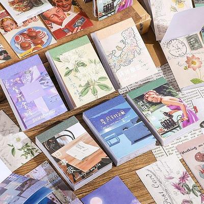 1 коробка, мини-наклейка в европейском стиле, винтажная наклейка с пейзажем, облачной луной, океаном для студентов, DIY Decroate, блокнот для скрапбукинга