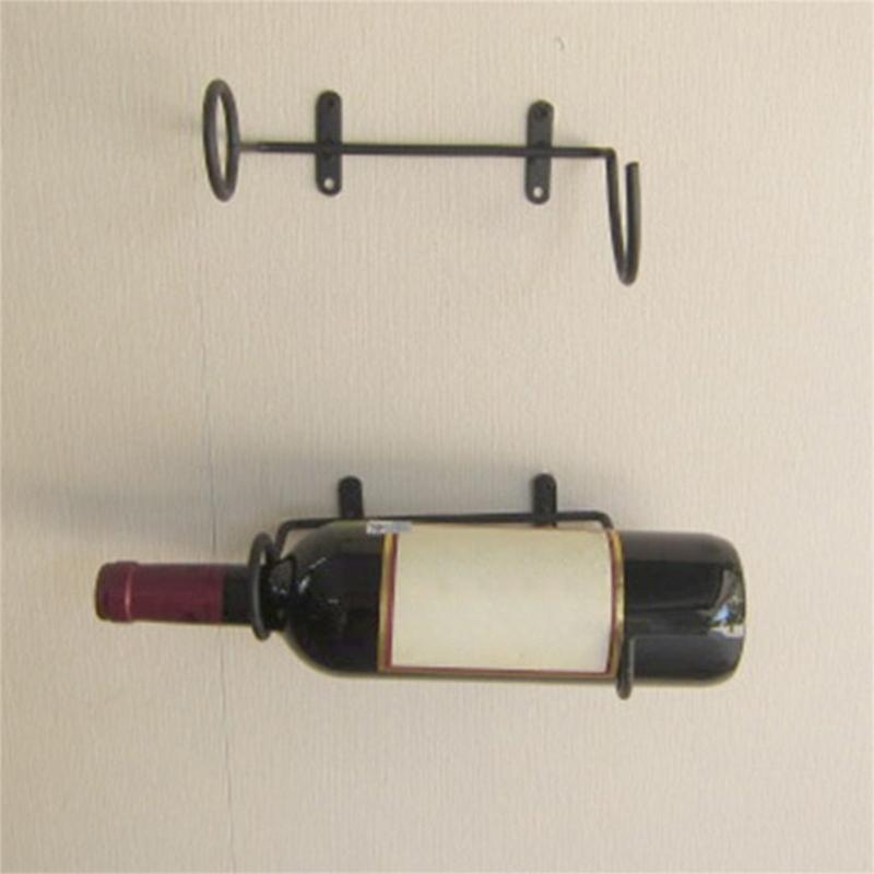 6pcs Iron Wine Bottle Rack Wall Mounted Wine Display Holder for Kitchen Bar Home Decoration Single Champagne Storage