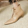 2024 Winter Women Boots Genuine Leather Ankle Boots Pointed Toe Stiletto Boots High Heels Leather Shoes Ladies Shoes Thin Heels